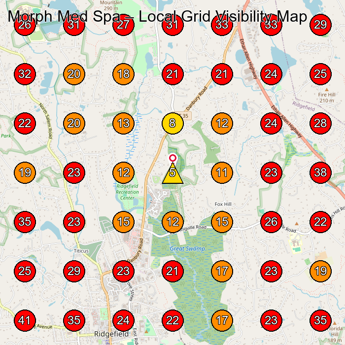 Morph Med Spa GeoGrid visibility map for Nail Salon in Ridgefield